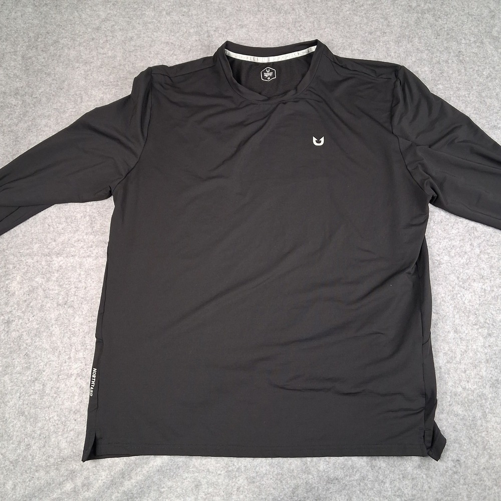 Northyard Performance Shirt‎ Mens XL Black Long Sleeve Waffle Knit Athletic Tee